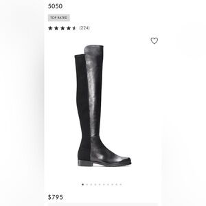 Stuart Weitzman 5050 Boot Black Leather 7.5 Over the knee